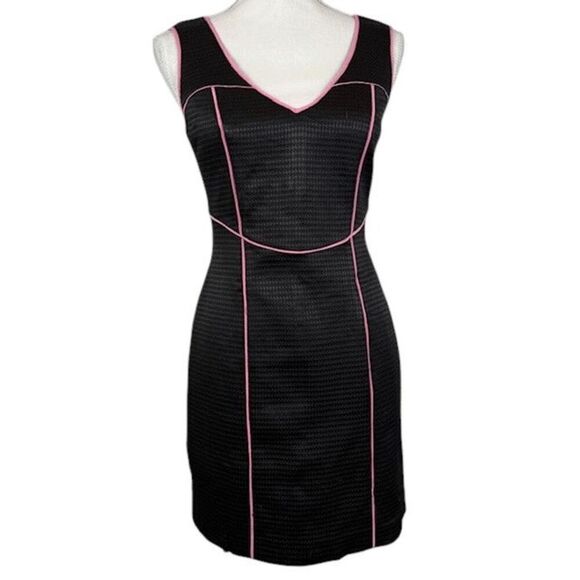 Jay Godfrey Sleeveless Textured Mini Dress Black with Pink Vee Back Zip Size 4 - Picture 1 of 9